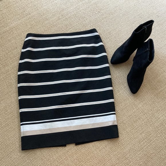 White House Black Market Dresses & Skirts - White House Black Market Beige, White Black Striped Mini Skirt  4